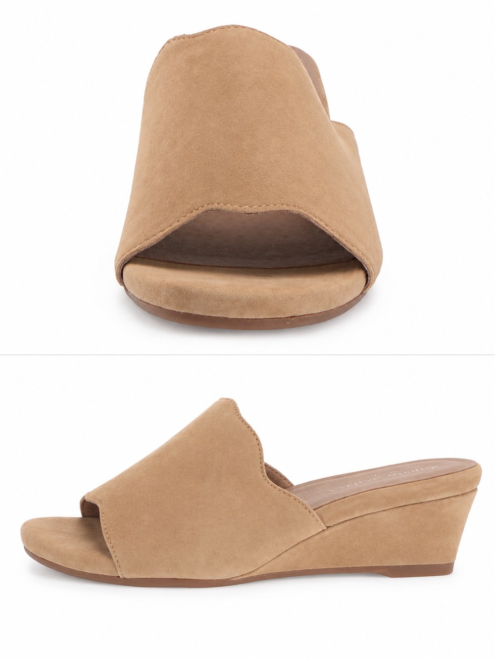 Bettye Muller Concept Seema Tan Suede Low Wedge Slide Sandals 7.5 NWOB - Picture 6 of 16